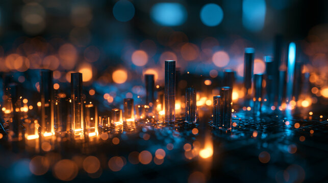 Abstract Futuristic Smart City and Big Data Visualization