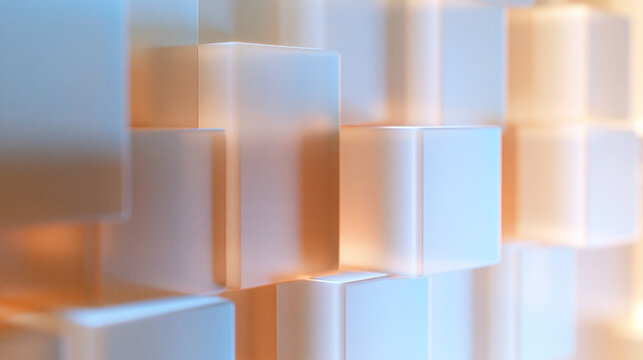 Abstract 3D Geometric Cubes Background with Warm Lighting
