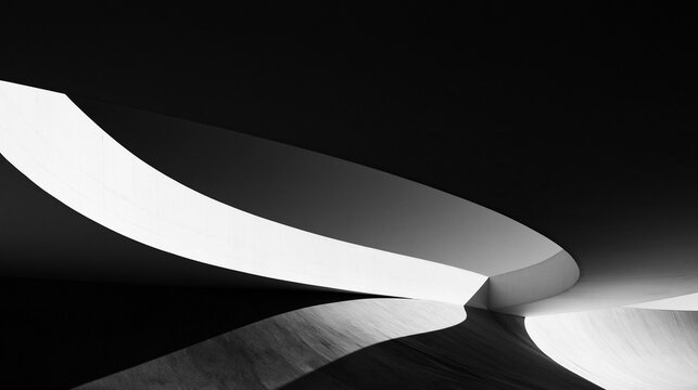 Abstract Modern Architecture with Curved Geometric Shapes and Shadows