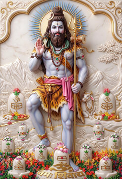 Traditional gold statue of Lord Shiva, Hindu God of Destruction and Rebirth