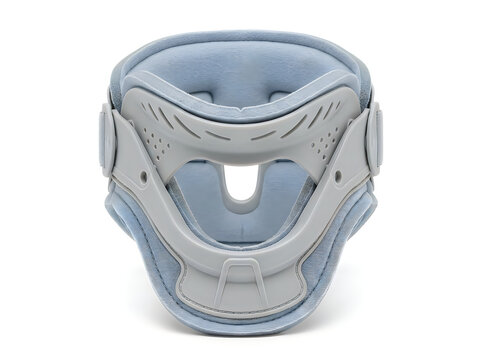grey rigid cervical collar neck brace medical orthopedic support isolated on transparent background