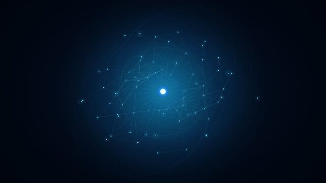 Artificial Intelligence (AI) and Machine Learning Concept. Abstract Digital Technology Background in Blue Color.