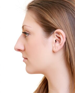 side profile of woman with a mildly drooping nasal tip