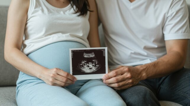 Expectant Couple Holding Baby Ultrasound Scan Photo Together