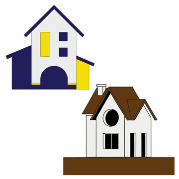 Modern House Illustration Collection with Minimal Residential Building Design