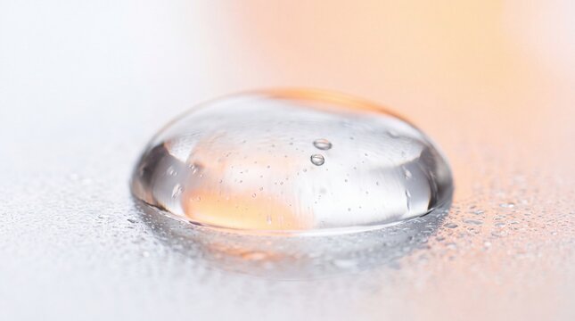 cosmetic ingredients, a pristine, spherical droplet of ascorbyl glucoside serum glimmers on glass