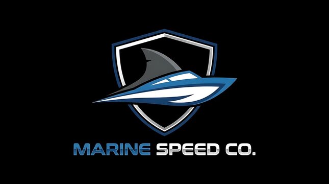 Marine Speed Co logo with speedboat and shield