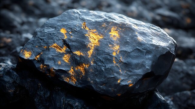 Close-up of a stony-iron meteorite showcasing metallic and rocky textures under dramatic lighting, ideal for astronomy or geology content, elegantly showcasing space.