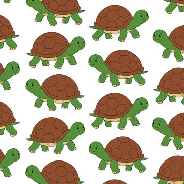 Adorable cartoon turtles pattern, perfect for children's designs and educational materials, showcasing their playful nature and distinct shells