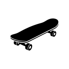 Black skateboard silhouette icon for street skating and hobby sport. © MST MOMATAJ