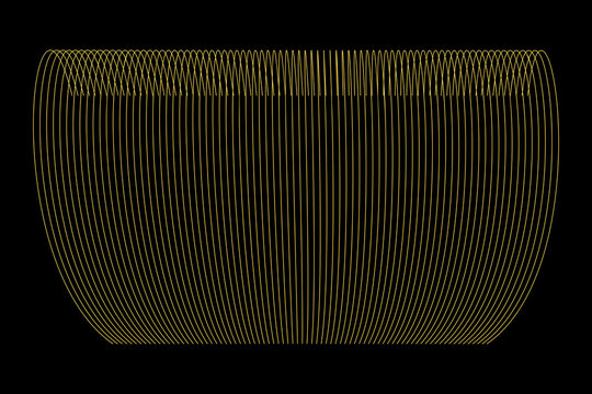 Gold Spiral Spring Vector Illustration - Curved Metallic Wire Coil Slinky