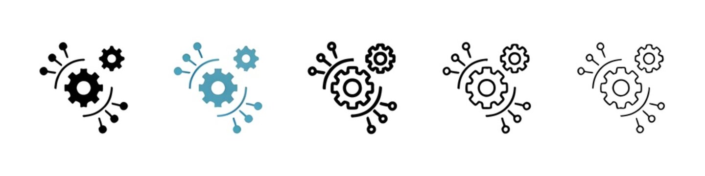 Function sign icon set. Software system configuration vector symbol. Source api line icon for ui designs. Thin line customizable illustration. Symbol. Vector isolated outline drawing. Editable stroke