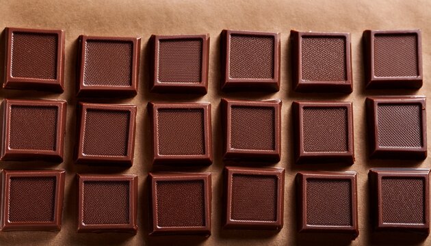 chocolate squares arranged on brown paper