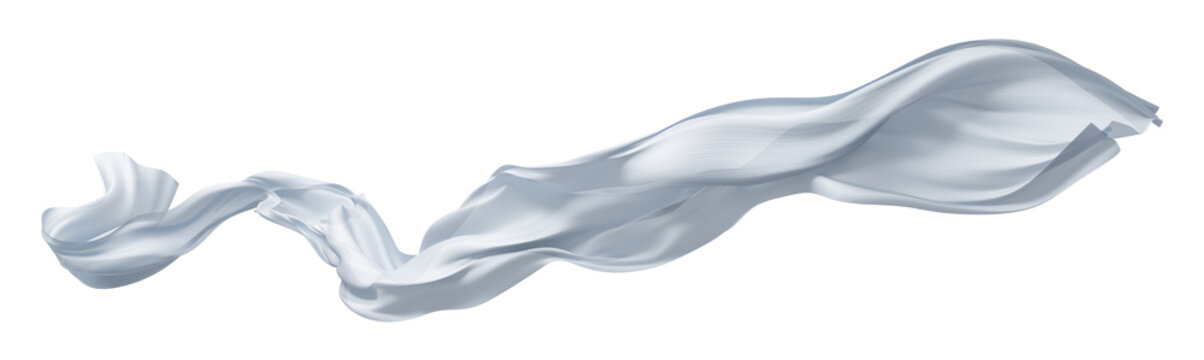 Luxury grey sheer chiffon fabric flowing isolated on transparent background 3D render