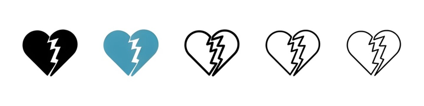 Love Distress Vector Icon Set. Heartache and emotional grief vector symbol for UI design. Thin line customizable illustration. Contour symbol. Vector isolated outline drawing. Editable stroke