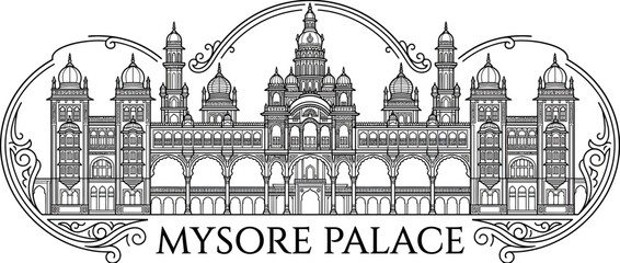 Obraz premium Mysore Palace Vector Illustration