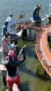 Sergipe People Square In Aracaju Sergipe Brazil. Aerial Landscape Of Famous Statue In A Natural Scenery. Bay Water Landscape. Landmark Beach. Aracaju Sergipe.