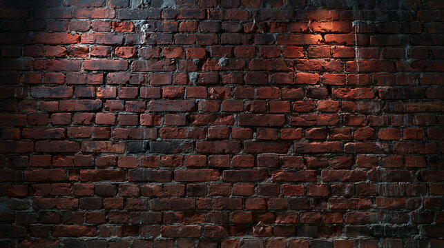 Illuminated Dark Red Brick Wall Texture Background