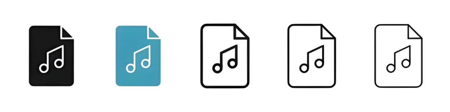 Music File line icon set. music audio file vector symbol. download song mp3 file button pictogram for UI designs. Thin line customizable illustration. Contour symbol. Vector. Editable stroke