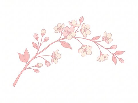 Delicate pink cherry blossom branch with soft watercolor style.