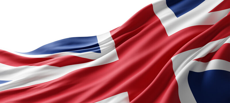 United kingdom flag flowing on transparent background 3D render