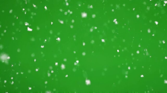 Falling Snow Flakes Overlay on Green Screen Background for Winter and Christmas
