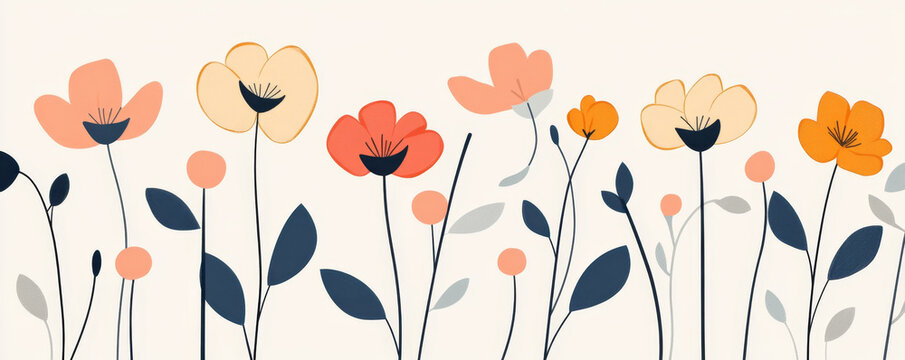 Colorful Wildflowers in Modern Illustration