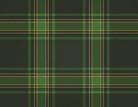 Classic charcoal and olive green tartan with gold stripes