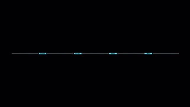 Abstract minimalist horizontal line graphic animation with pulsing glowing cyan segments on black background.