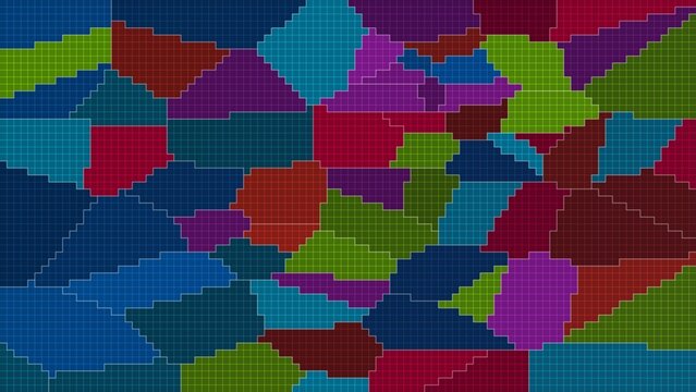 Colorful Voronoi diagram pattern with geometric grid lines for abstract digital background