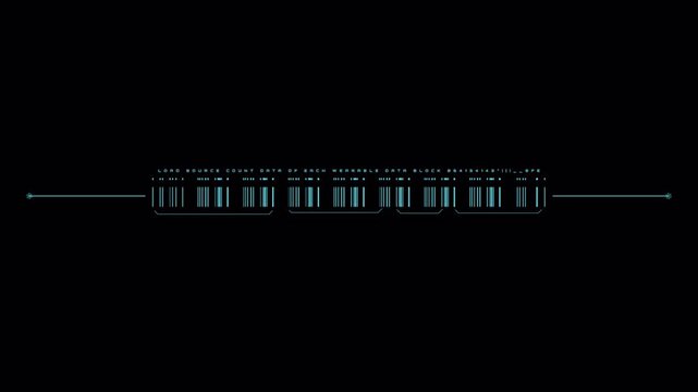 Digital Glitch Barcode Abstract Technology Animation on Black Background.