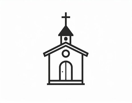 Minimalist black and white church icon vector illustration