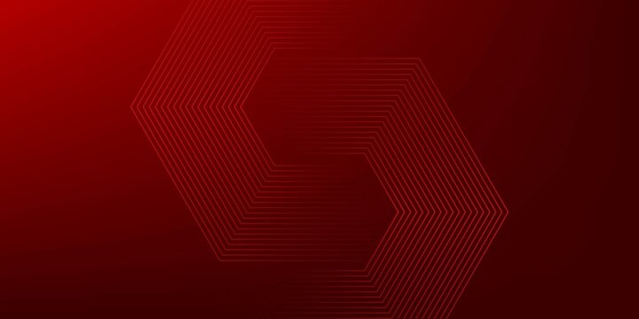 Abstract dark red background with hexagon lines. Vector illustration