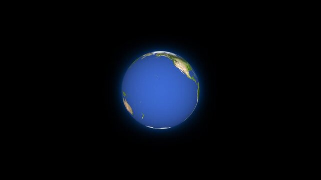 Realistic Earth globe reveals North and South America in deep space. Photorealistic continents rotate across the Earth globe. Beautiful planetary view showcases the Earth globe.