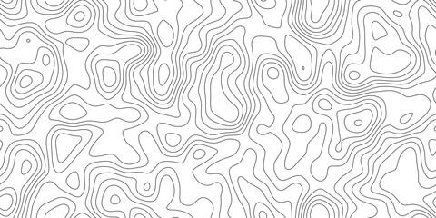 Minimal geographic contour line background with abstract elevation pattern, wavy black outline lines in a clean layout, for backdrop, packaging and web design. © hossain