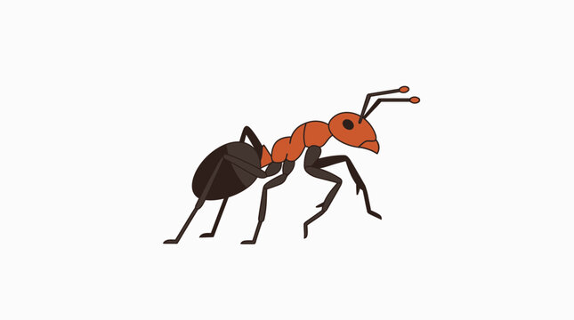 Red ant crawls forward isolated against a plain white background.