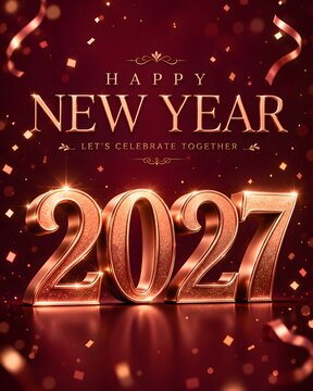 Luxury Rose Gold 2027 Happy New Year Celebration Background