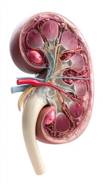 Human Kidney Anatomy Cross Section Model