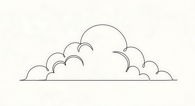 Minimalist Cloud Line Drawing with Simple Curves and Shapes for Artistic Conceptual Design