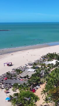 Coqueiro Beach In Luis Correia Piaui Brazil. Stunning Tropical Coastline Beach Scene Viewed From Above. Tropical Skyline. Seaside Beach. Luis Correia Piaui.
