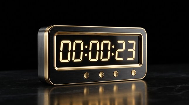 Modern digital timer with glowing numbers on a dark background