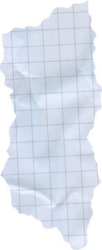 Crumpled torn graph paper scrap with squared grid lines and jagged ripped edges for school or office stationery design and scrapbooking collage elements