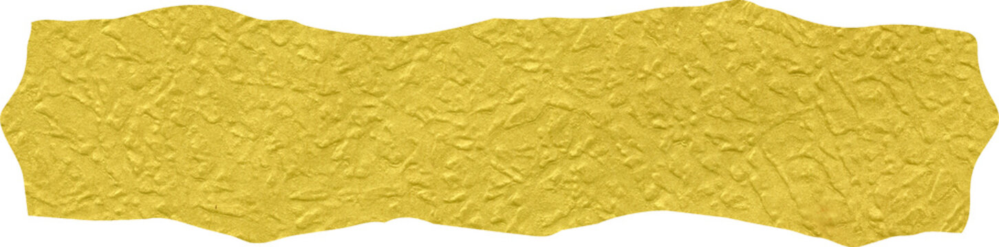Yellow textured paper banner with torn edges and ripped parchment effect for creative header label or scrapbooking design element