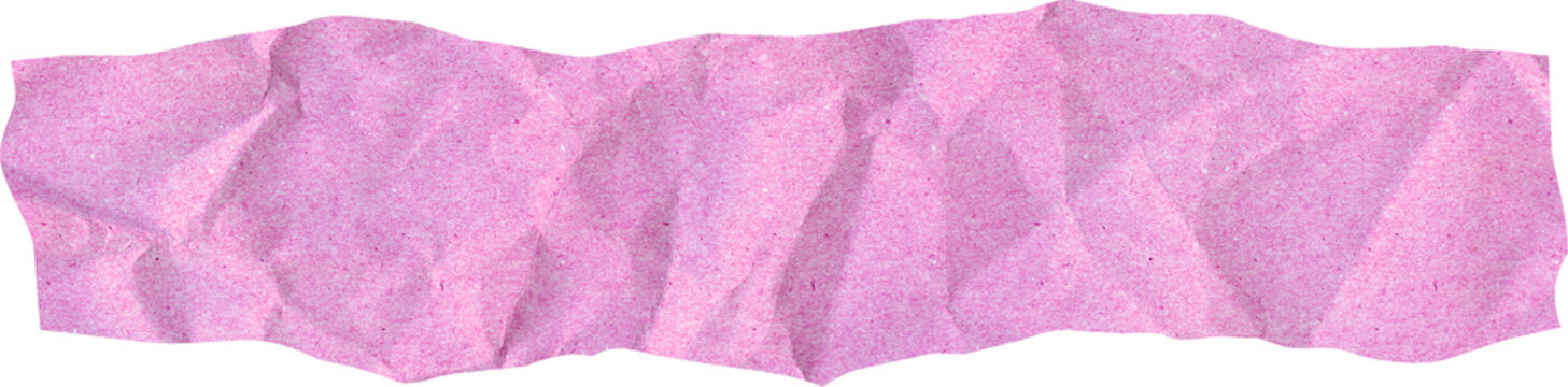 Pink Crumpled Paper Strip Banner Texture for Creative Design and Craft Projects with Wrinkled Surface and Vibrant Magenta Color Profile