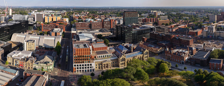 Aerial Panorama of Manchester Metropolitan University and Oxford Road