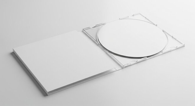 Open blank CD or DVD jewel case mockup with disc inside for professional digital media branding and packaging design presentation
