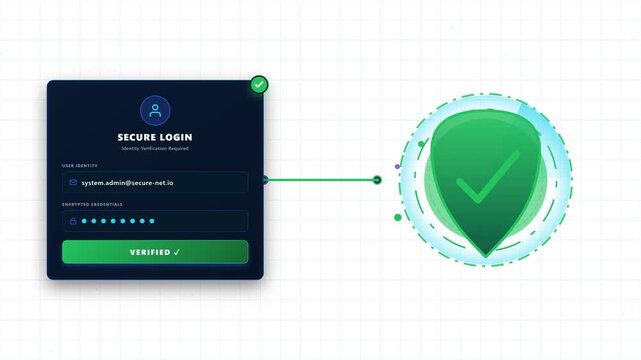 Secure User Account Login Interface Featuring Two Factor Authentication and Shield Protection Icon Verification Process