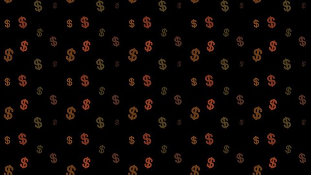 Seamless 4k Currency Dollar Symbol Motion Pattern Background Loop