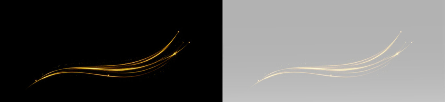Smooth golden energy wave with glowing flowing lines and elegant luminous curves forming a refined abstract decorative composition