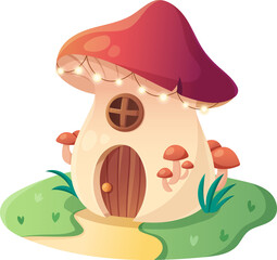 Naklejka premium Fantasy Fairy Mushroom House
